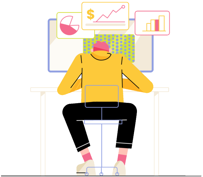 Ilustracion de programador en movimiento
